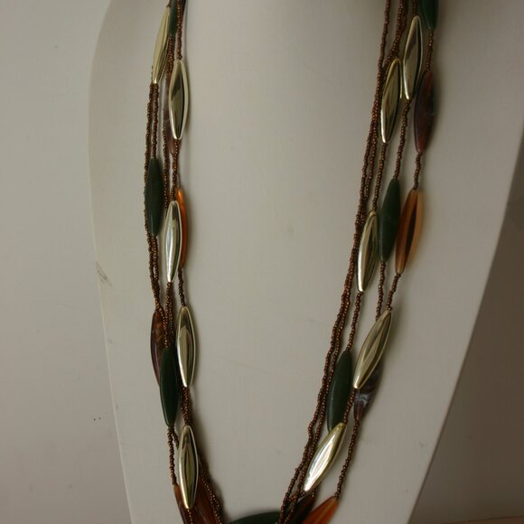 Five Strand Bronze Seed Bead Fashion Necklace R-932 - Picture 6 of 6